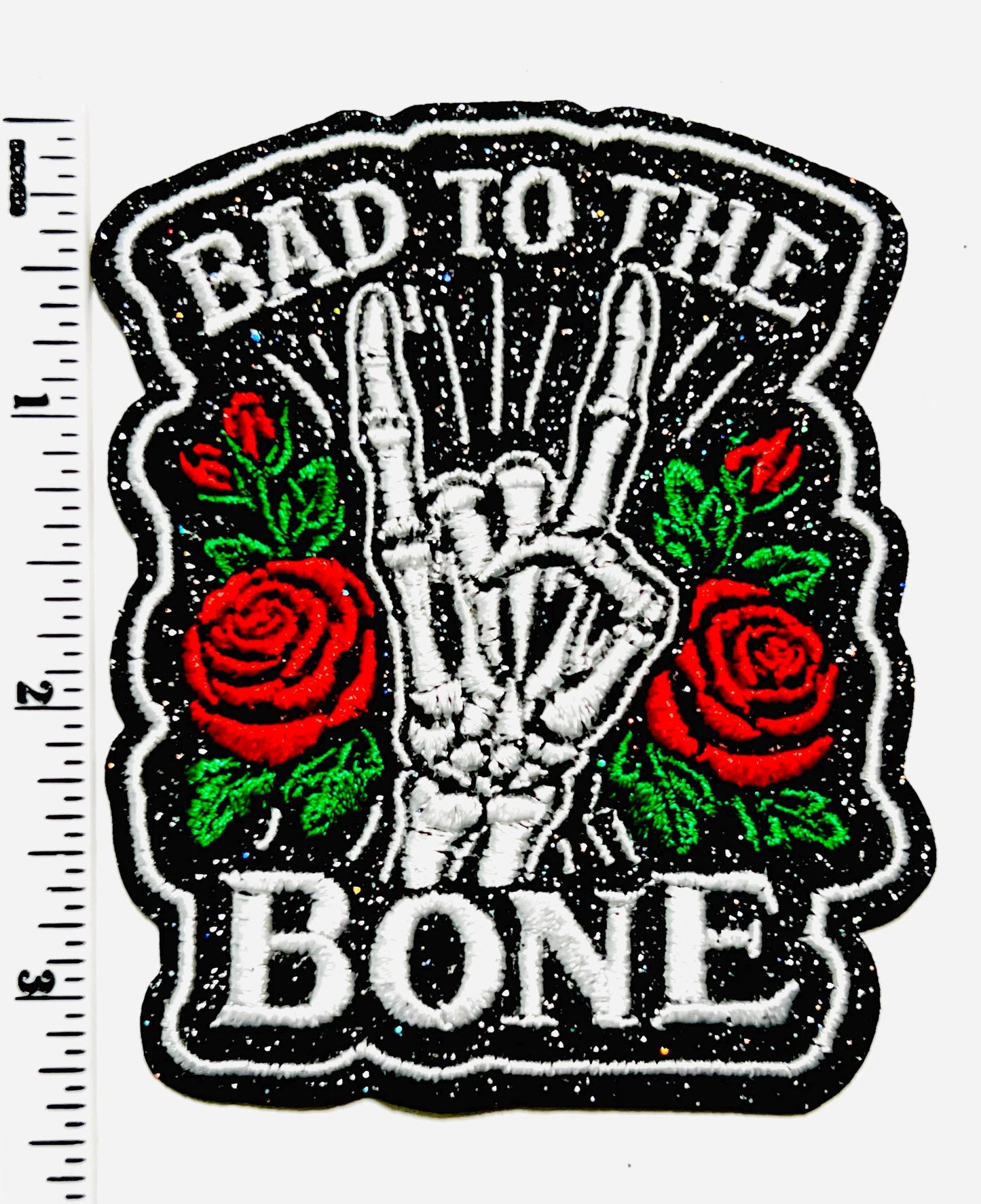 Bad to the bone patch - Embroidered Iron On Patch 4”