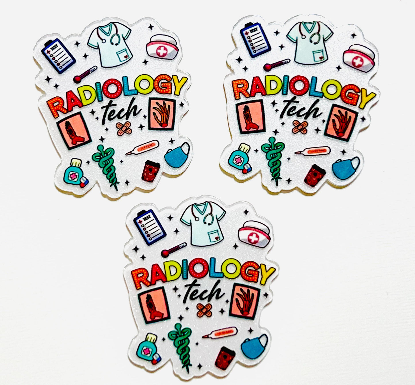 Radiology Tech acrylics - flatback acrylics set of 3