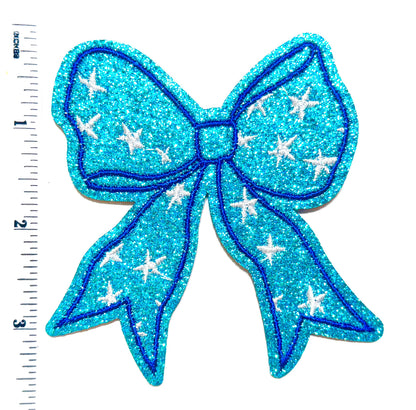 Patriotic bow Patch - Embroidered DIY Iron-On patches with glitter