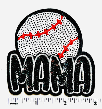 Mama Baseball patch - Sequined DIY Iron on patch