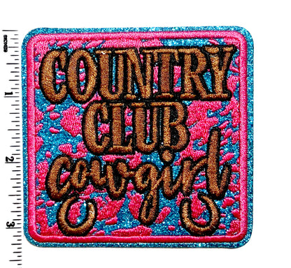 Country Club Cowgirl patch- Embroidered DIY Iron on patch