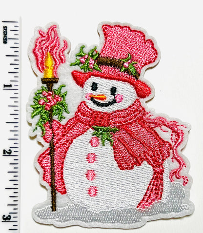 Pink Christmas patches - Embroidered Iron on patches with glitter