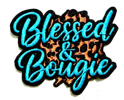 Blessed and Bougie patches multiple colors to choose from - Embroidered Iron on patches 3”