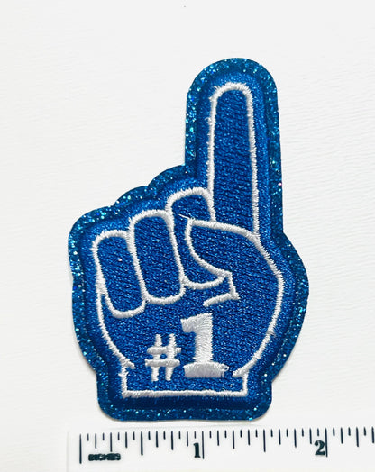 Finger #1 - Embroidered Iron on patch with glitter