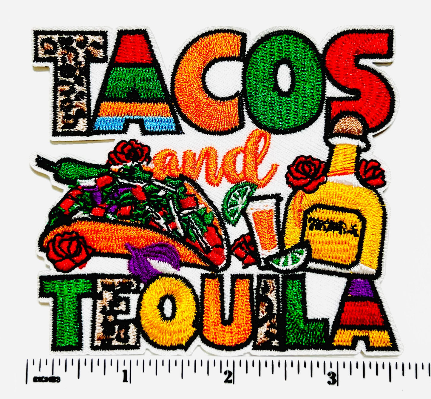 Tacos and Tequila patch- Embroidered DIY iron on patch
