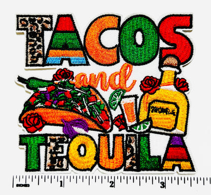 Tacos and Tequila patch- Embroidered DIY iron on patch