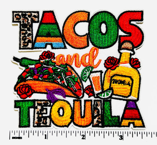 Tacos and Tequila patch- Embroidered DIY iron on patch
