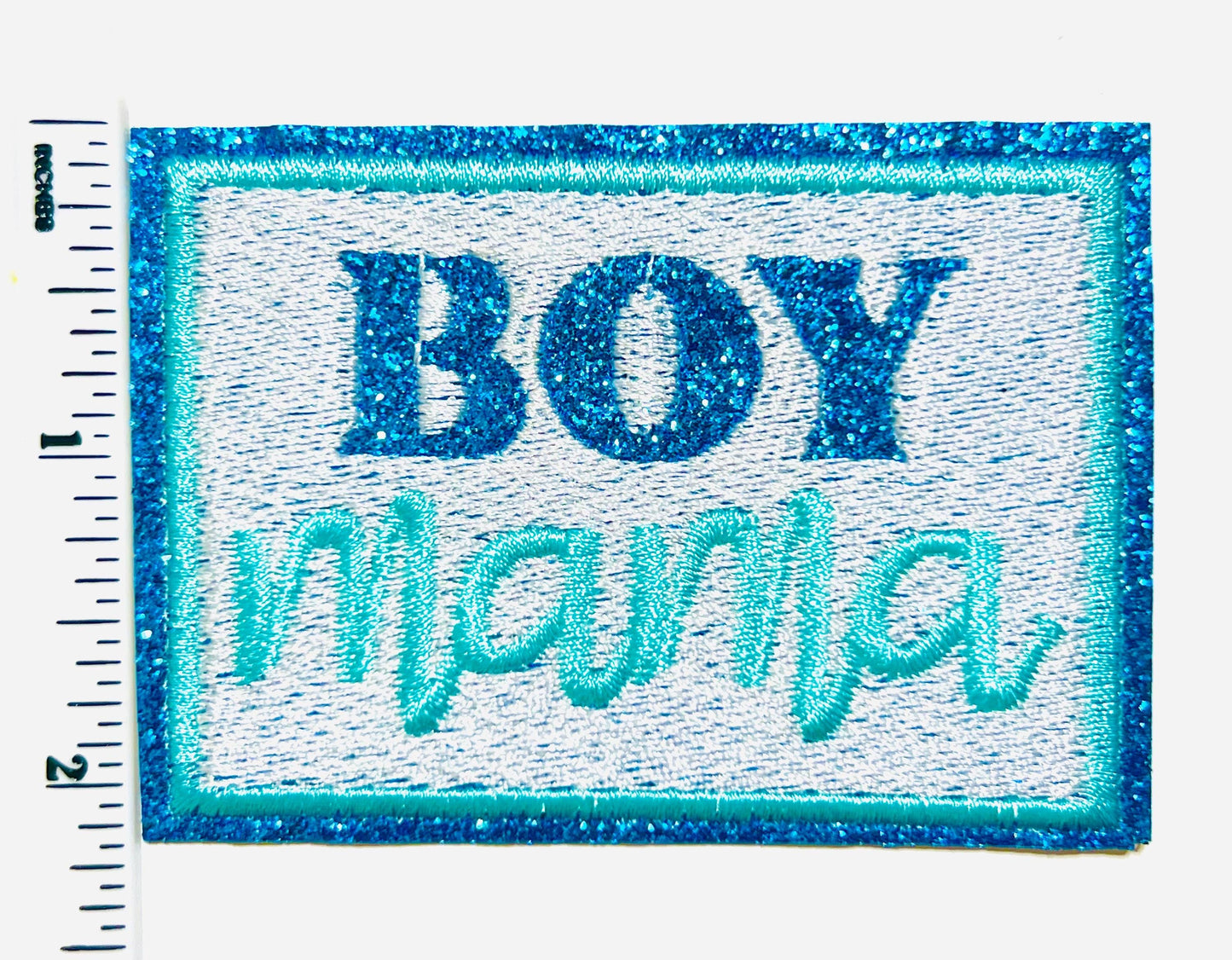 Boy Mama patch - Embroidered DIY Iron on patch with glitter