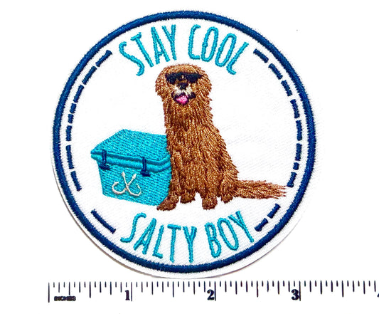 Embroidered Dog Patch – Stay Salty Boy Iron-On (3.25")
