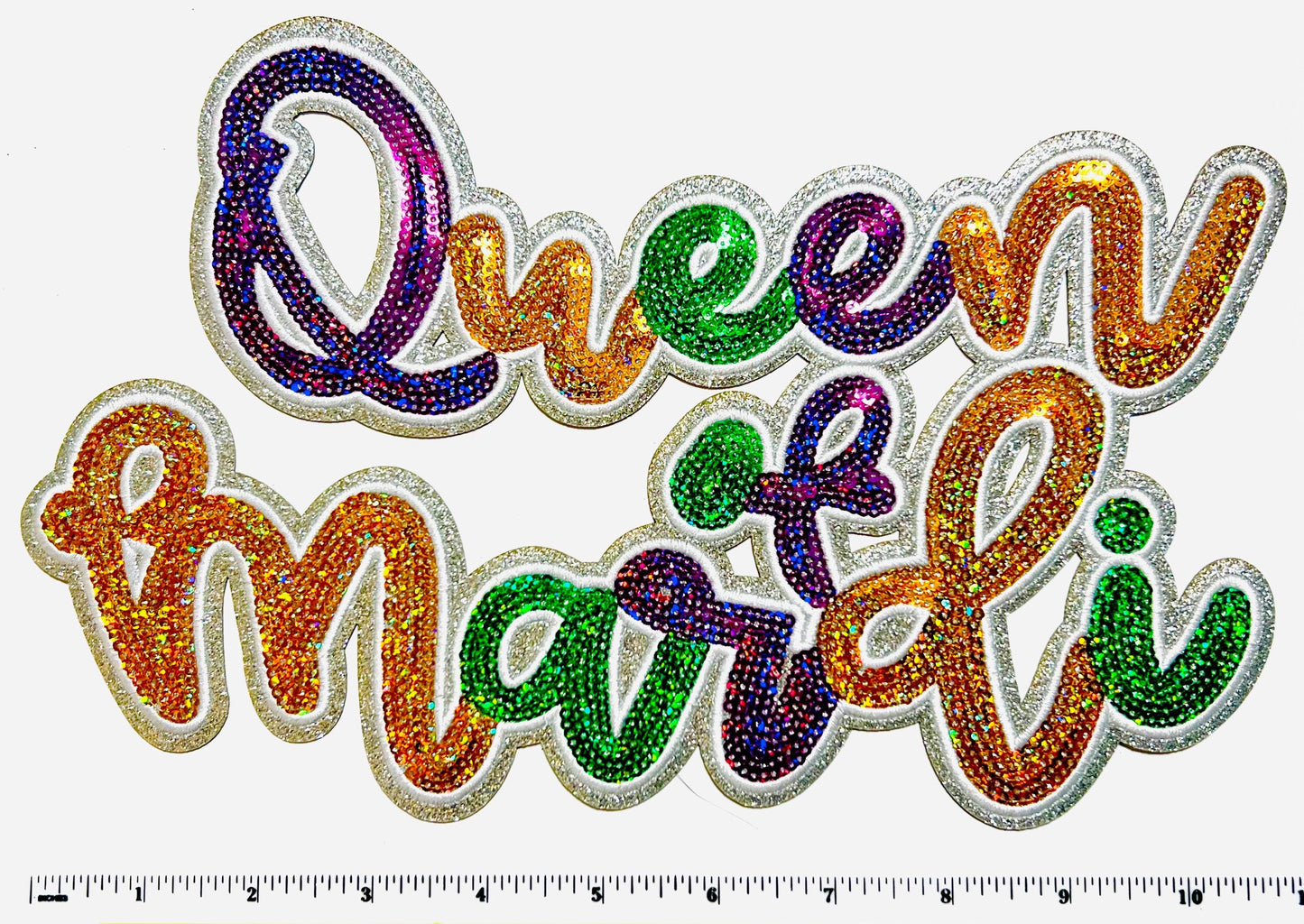 Mardi Gras Queen of Mardi T-Shirt - Black Tee with Sequins patch