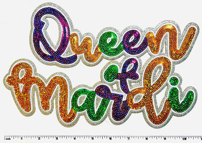 Mardi Gras Queen of Mardi T-Shirt - Black Tee with Sequins patch