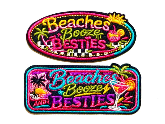 Beaches Booze Besties - Embroidered Iron on patches 3.5”