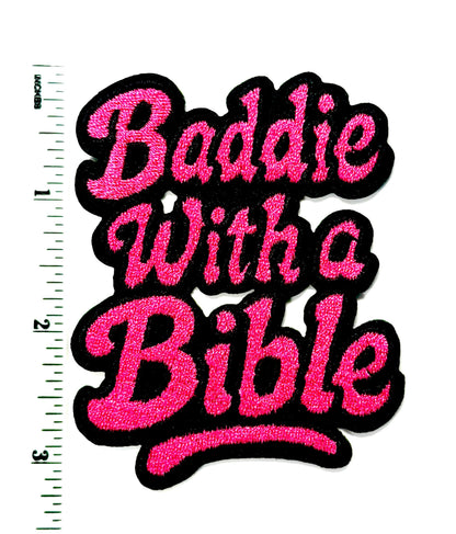 Baddie with a Bible patch - Embroidered DIY Iron on patch