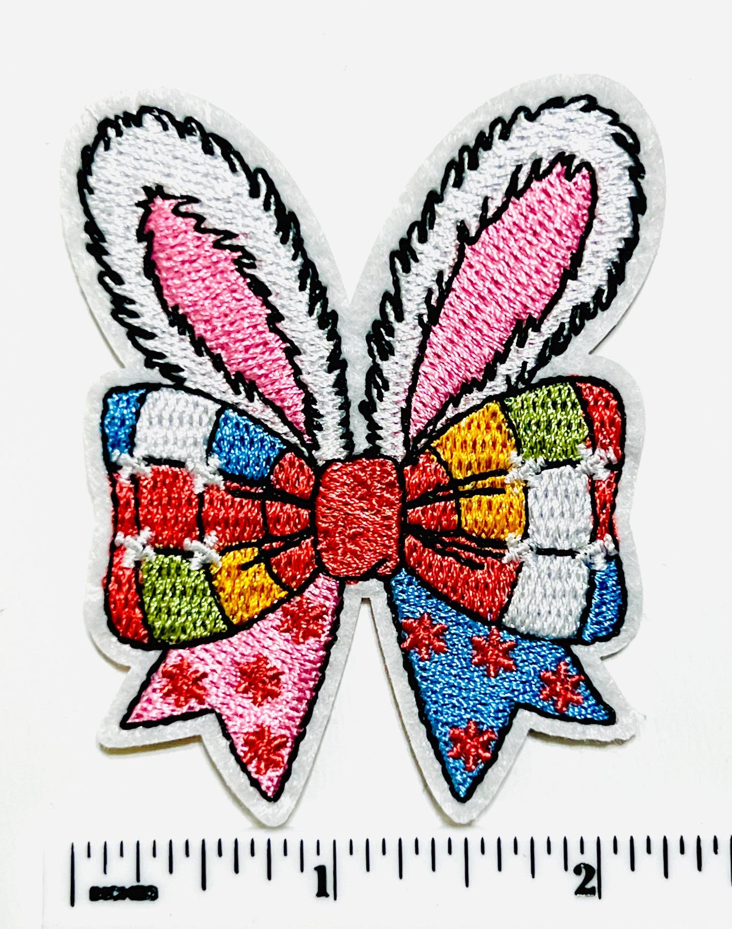 Easter Bunny Bow patches - Embroidered DIY Iron on patch