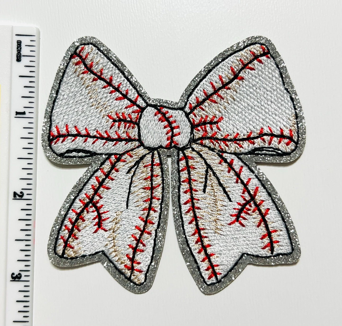 Baseball Bows - Embroidered iron on Patches