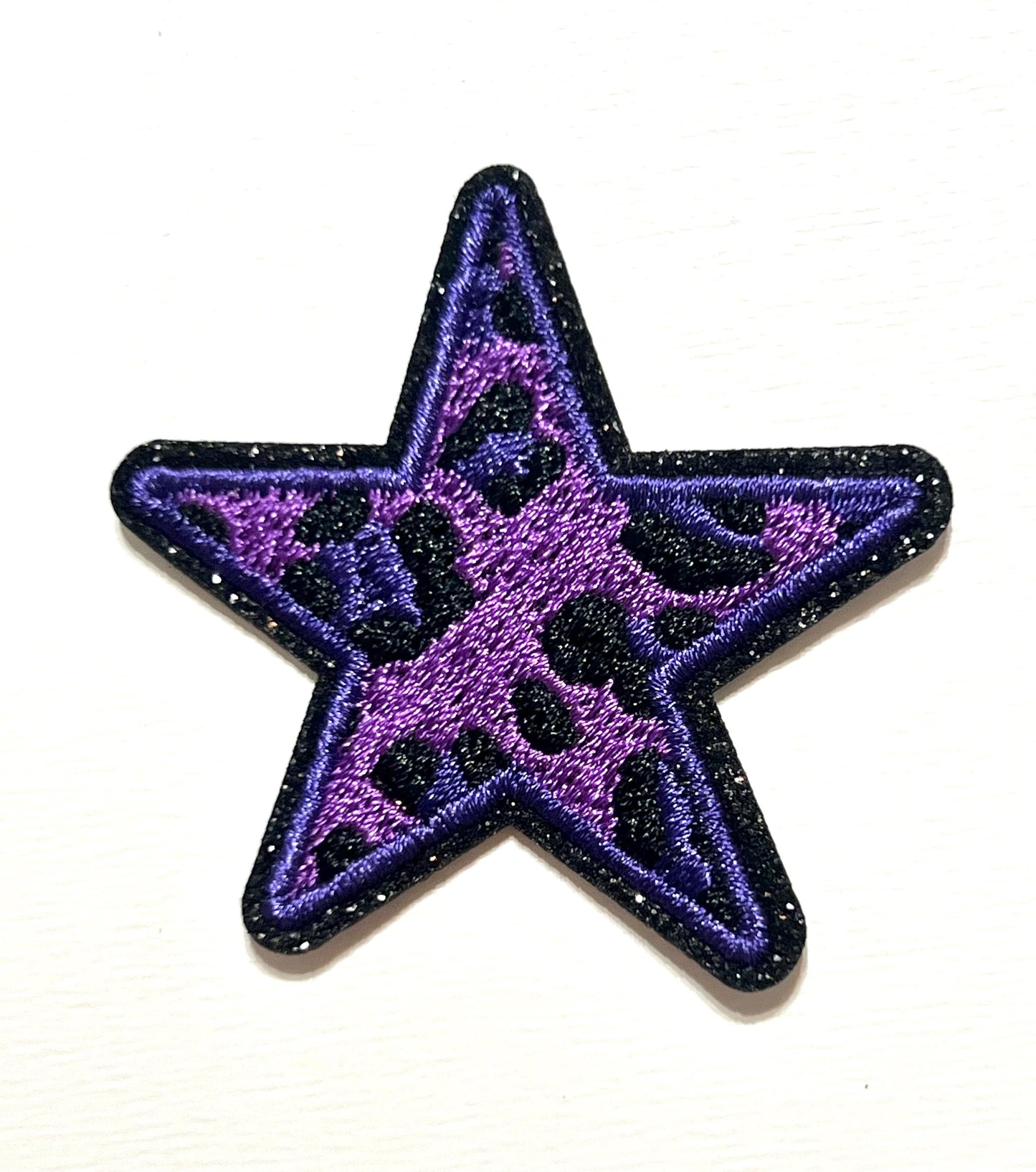Leopard Stars glitter outline 2”  - Iron on patch