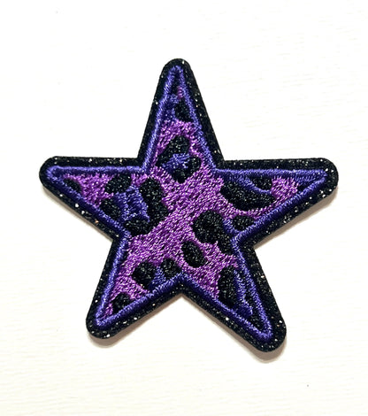 Leopard Stars glitter outline 2”  - Iron on patch