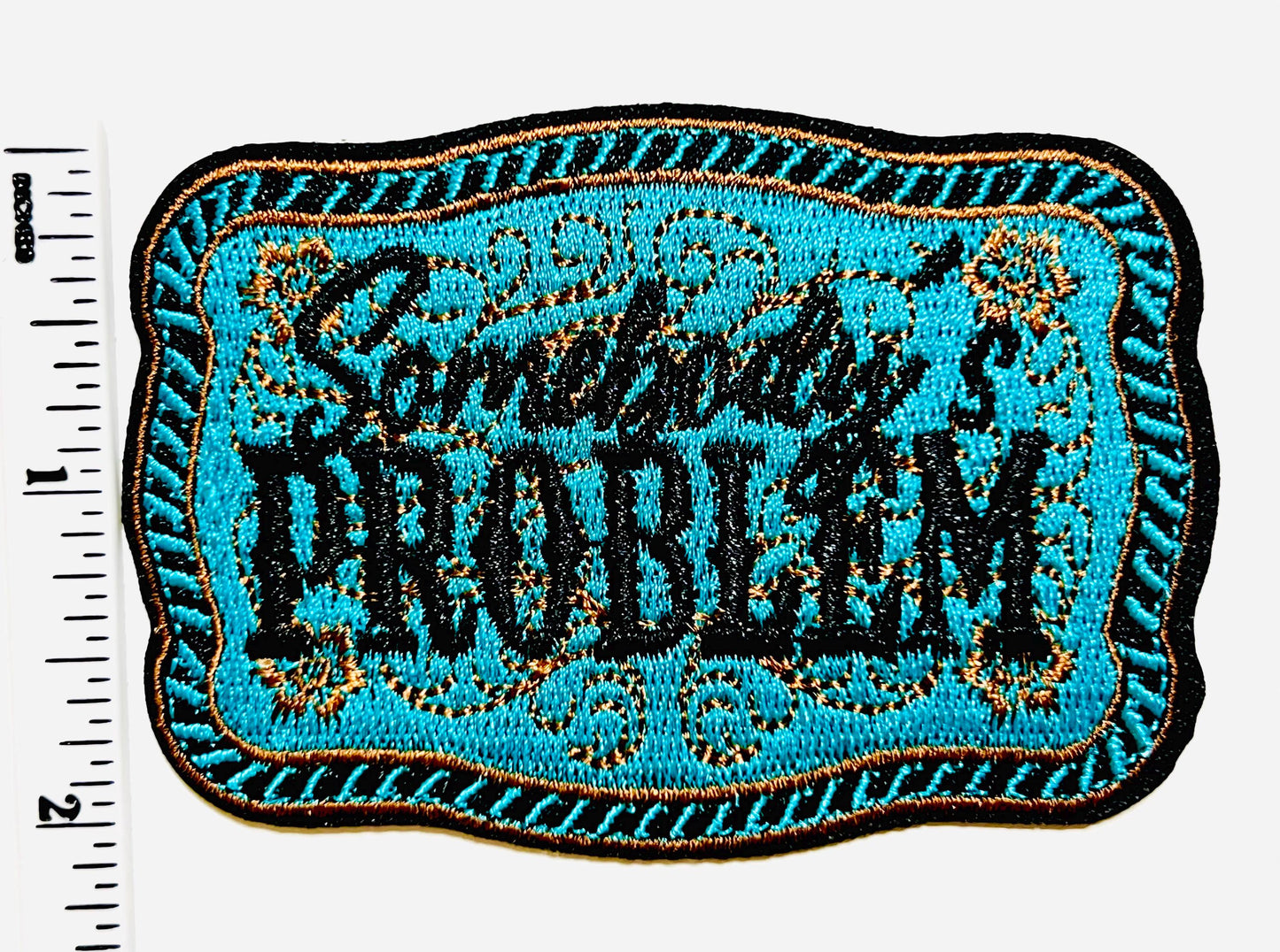 Somebody’s Problem / Somebody turquoise - Embroidered Iron on patch 3”