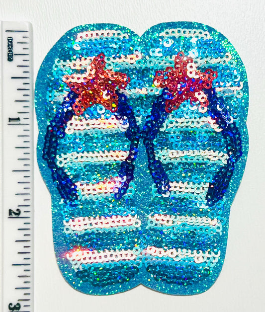 Sequin flip flops diy patch summer - Sequins Iron on patch