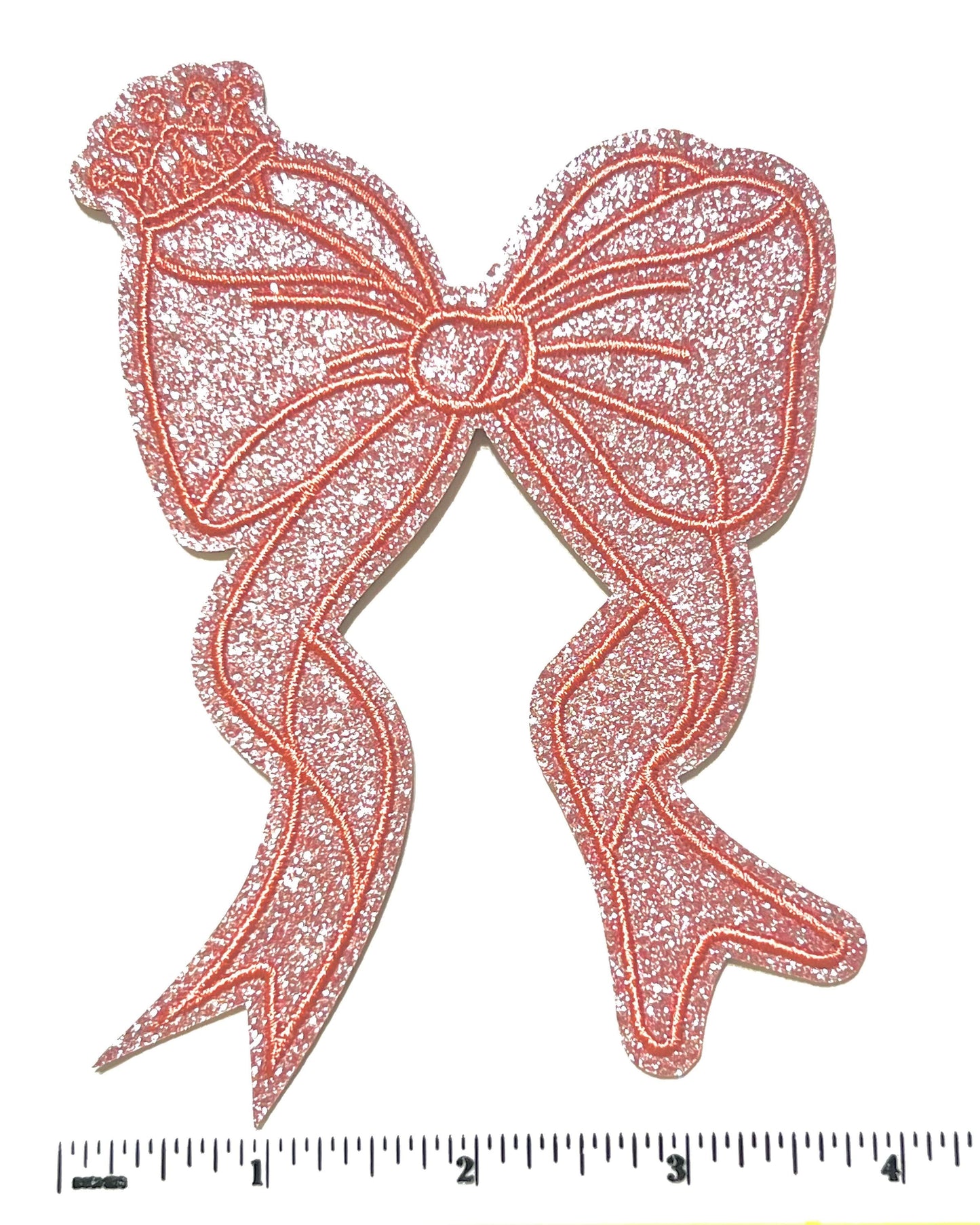 Bow with ribbon - Glitter Iron on patches