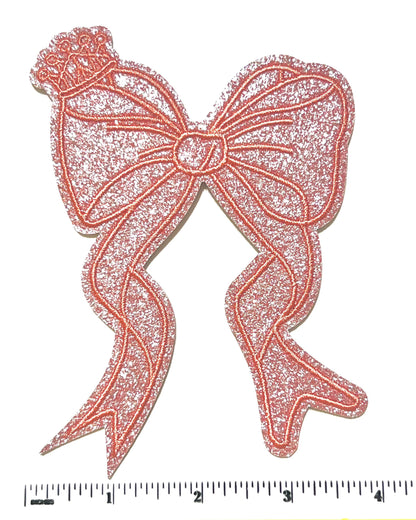 Bow with ribbon - Glitter Iron on patches