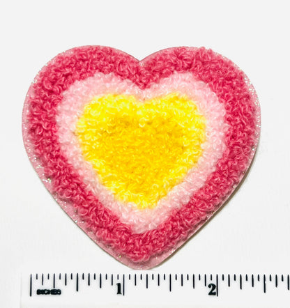 Heart  - Chenille Iron on patches with glitter outline