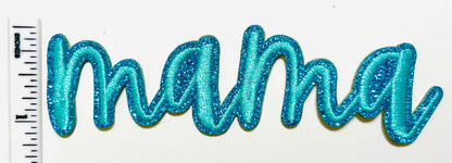 Mama patches  - Embroidered DIY Iron on patch with glitter