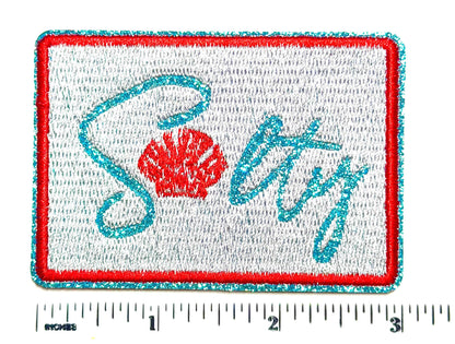 Salty with seashell Patch – Embroidered Glitter Iron-On Applique