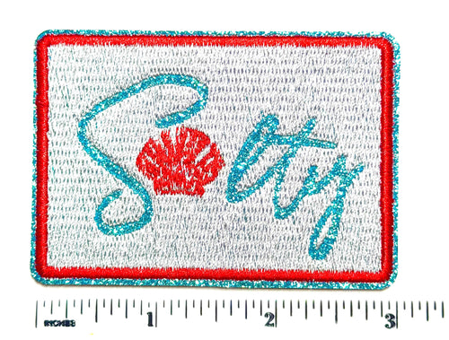 Salty with seashell Patch – Embroidered Glitter Iron-On Applique