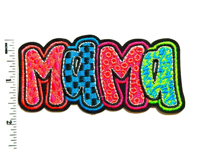 Mama neon colors patch - Embroidered DIY Iron on patch