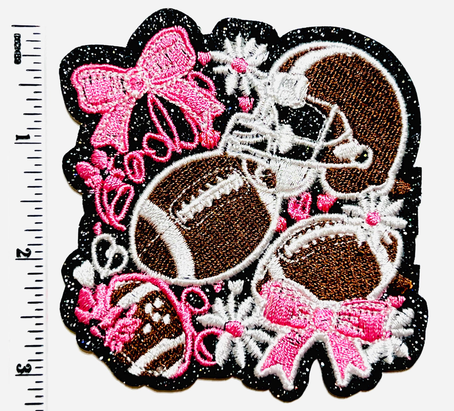 Football spirit in pink patch - Embroidered Iron on patch