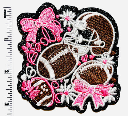Football spirit in pink patch - Embroidered Iron on patch