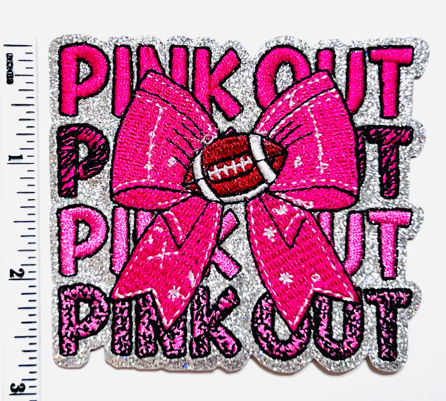 Pink Out breast cancer awareness football patch - Embroidered Iron on patch