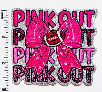 Pink Out breast cancer awareness football patch - Embroidered Iron on patch