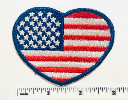 Patriotic Heart or Star - Embroidered Iron on Patches