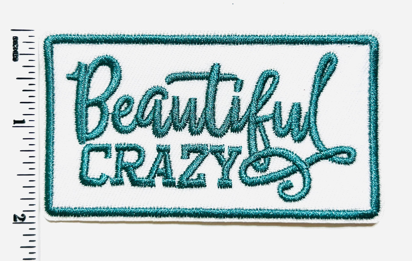 BeautifulCrazy turquoise Embroidered Patch - Iron On Applique (3.75")
