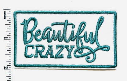 BeautifulCrazy turquoise Embroidered Patch - Iron On Applique (3.75")