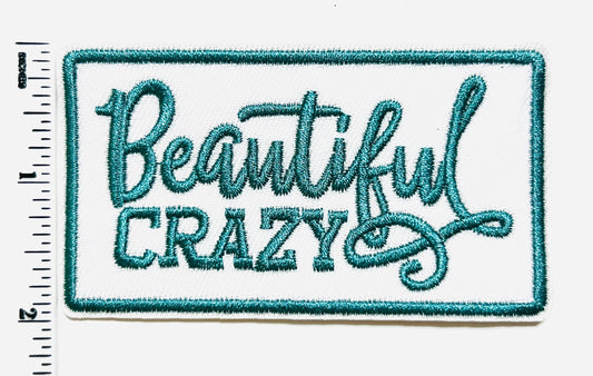 BeautifulCrazy turquoise Embroidered Patch - Iron On Applique (3.75")