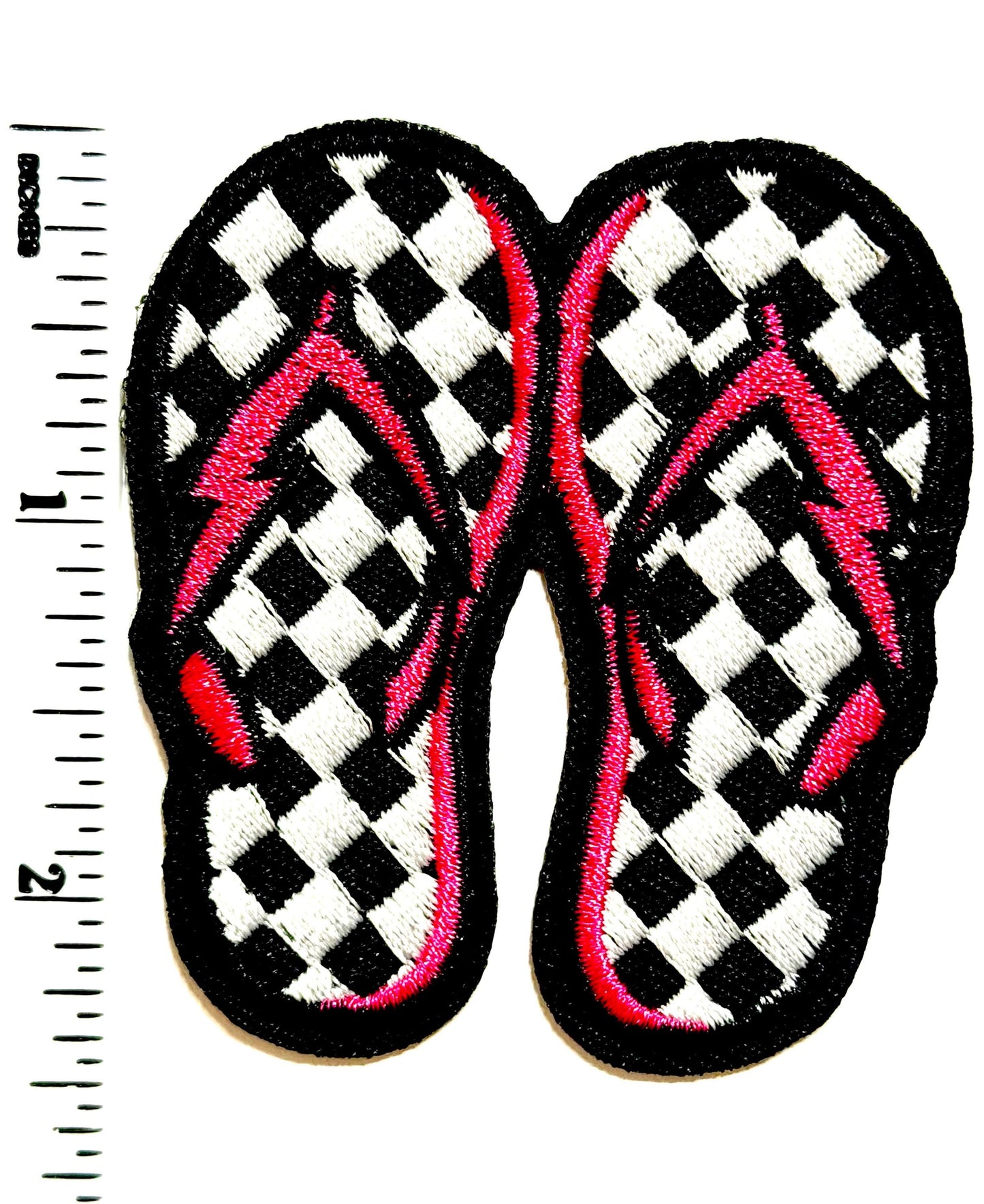 Checkered Flip flops patch - Embroidered DIY Iron on patch