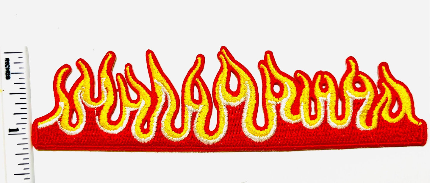 Flame Border Iron On Patch | Fire Embroidered Appliqué