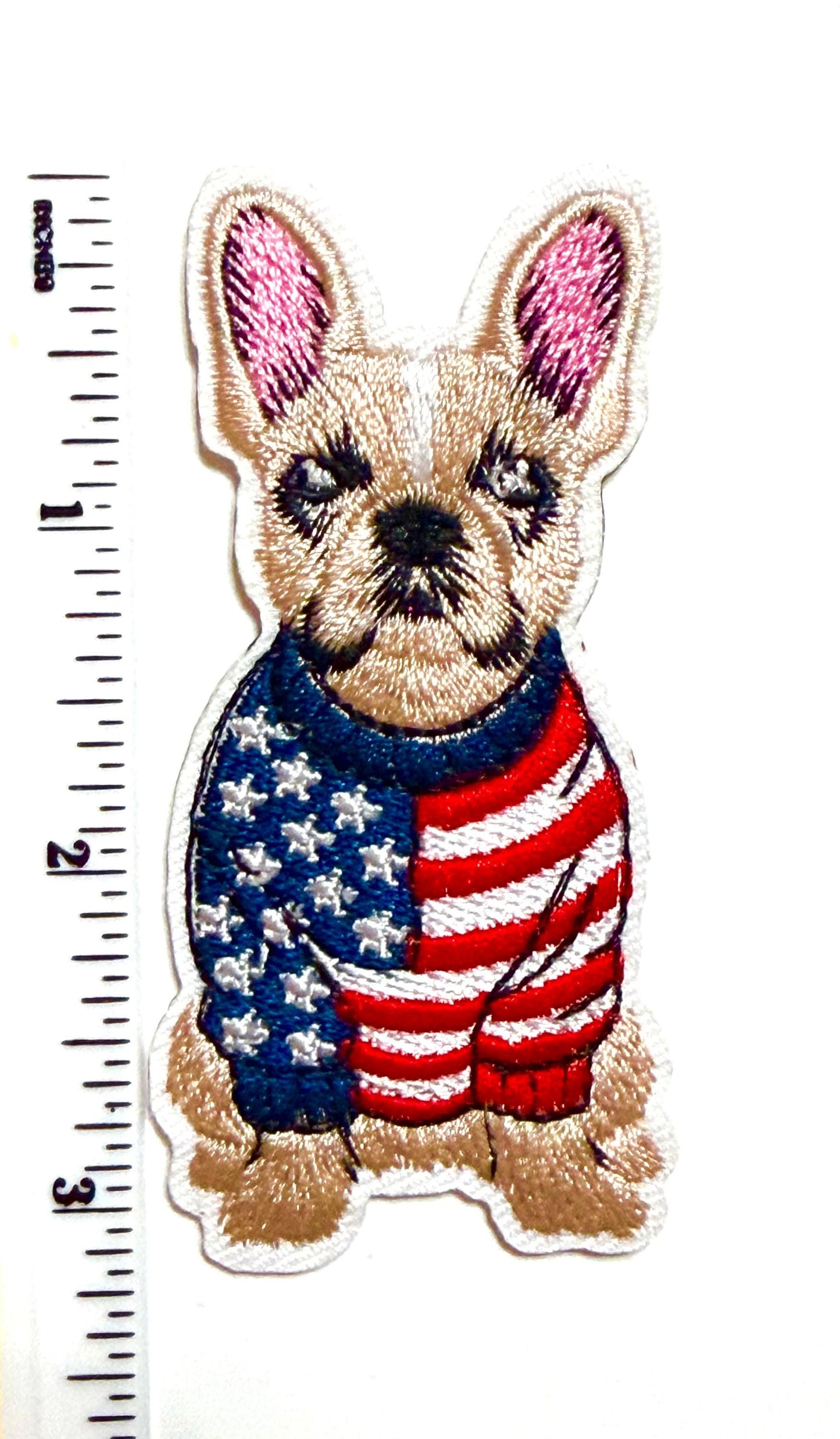 Patriotic Puppies French Bulldog Frenchie, Maltese Bichon Frise, Beagle - Embroidered Iron On Patch 3.25”