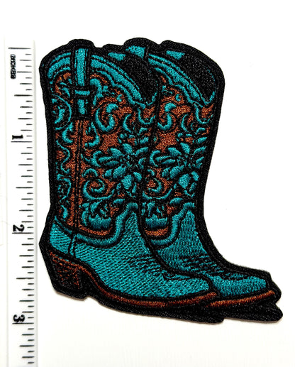 Cowgirl boots patches - Embroidered Iron On Patch 3”