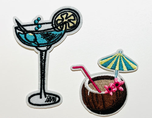 Tropical drinks - Embroidered Iron on patches