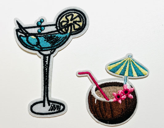Tropical drinks - Embroidered Iron on patches