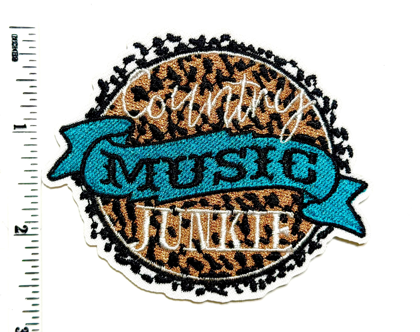Country Music Junkie patch - Embroidered Iron on patch 3.25”