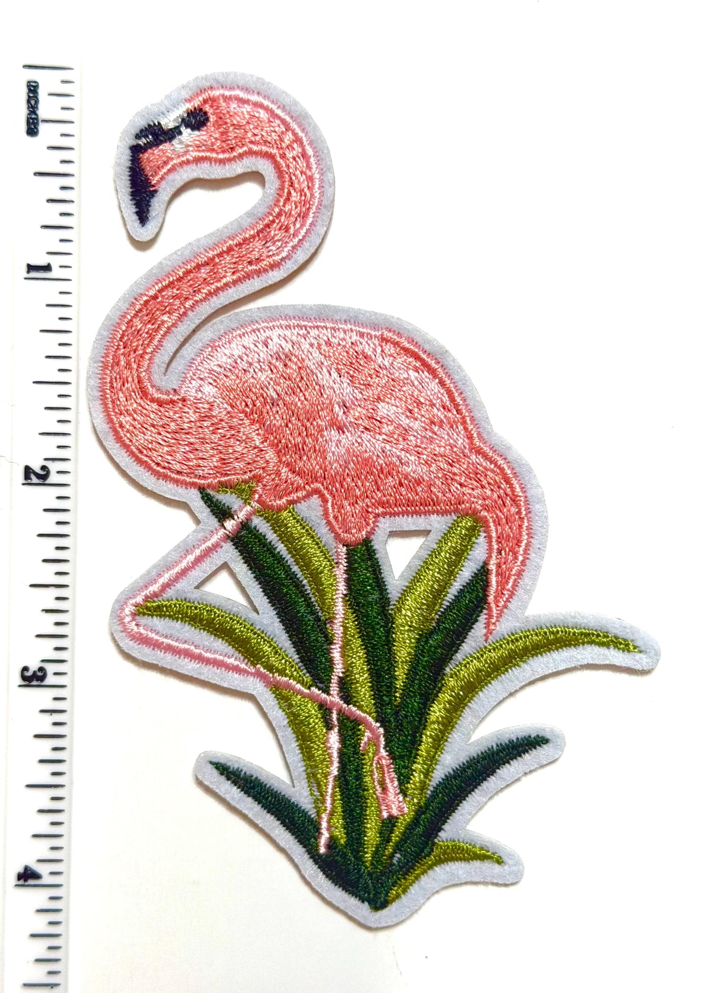 Pink Flamingo Patch – Embroidered Iron-On Summer Applique