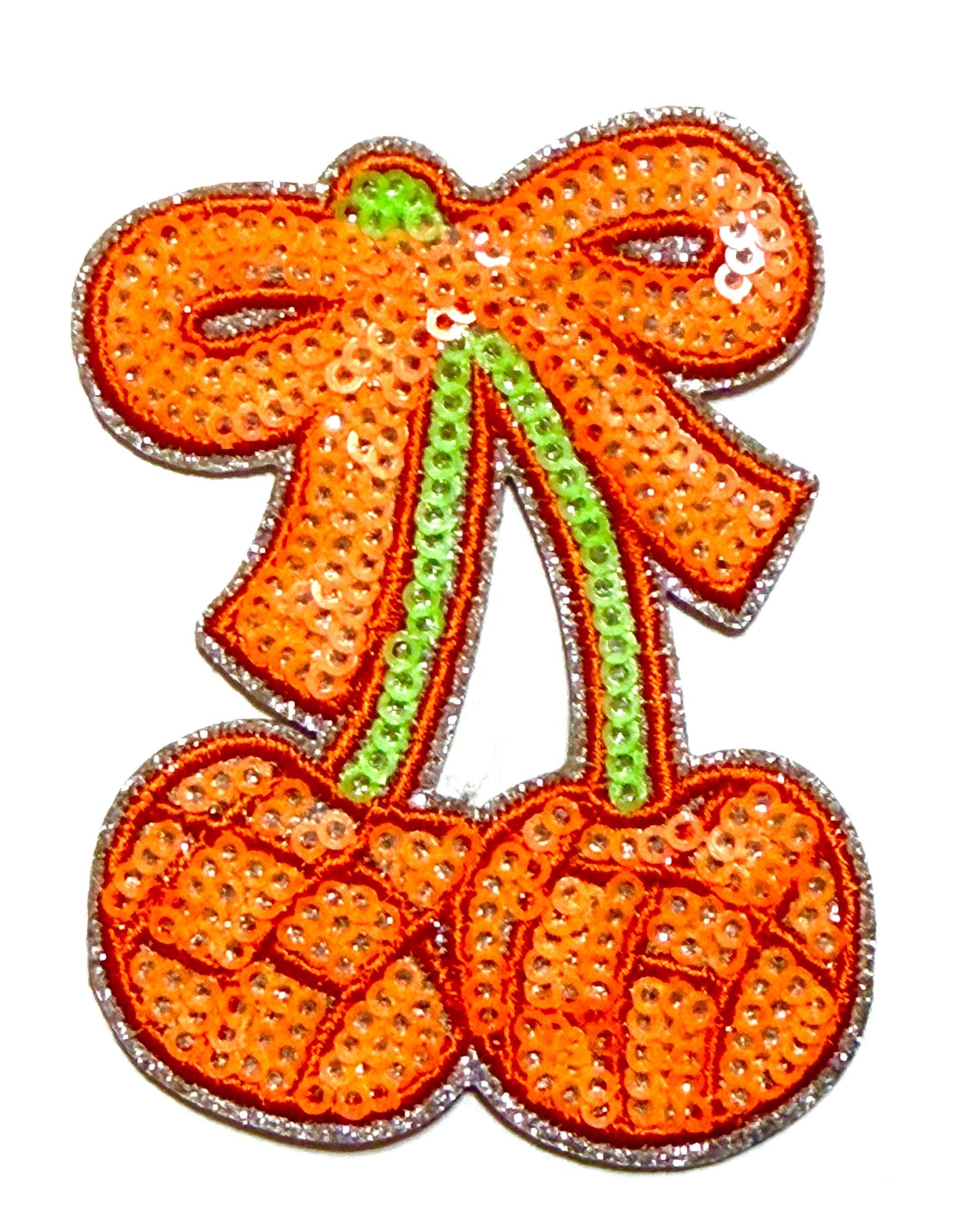 Sequin Cherries with Bows - Sequined DIY Iron on patches