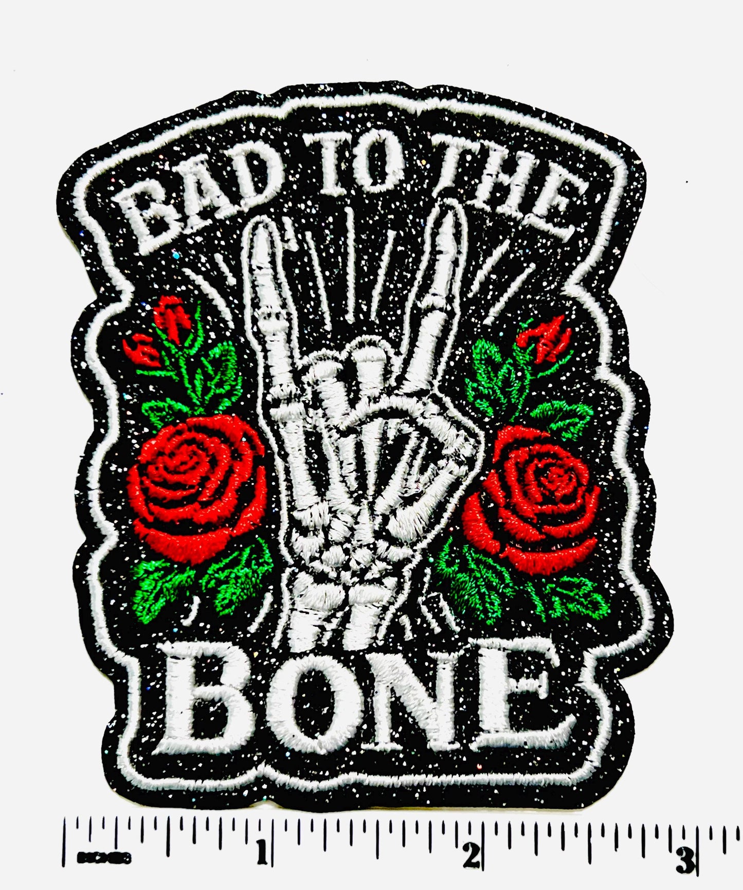 Bad to the bone patch - Embroidered Iron On Patch 4”