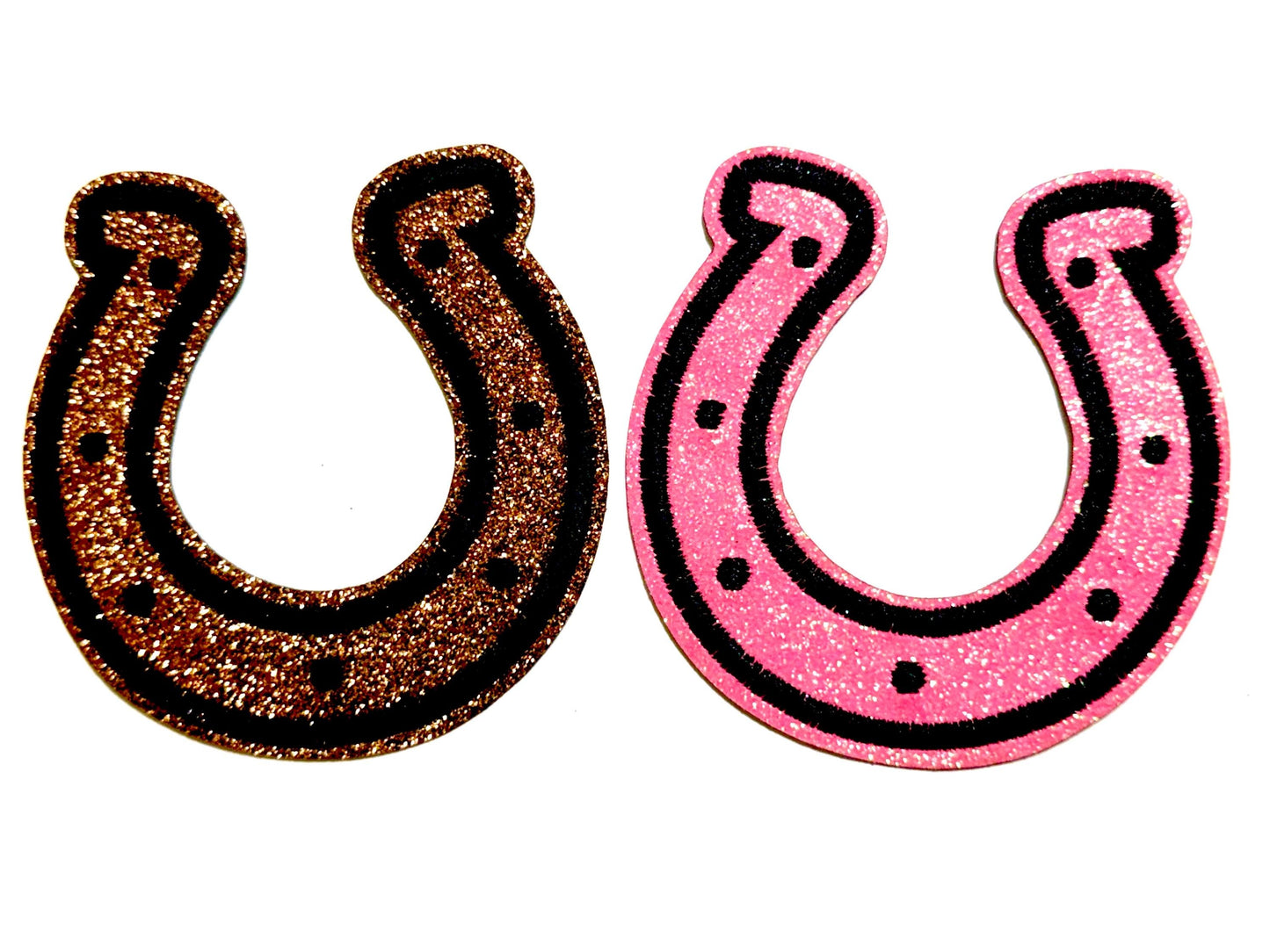 Glitter Horseshoe Patch – Embroidered Iron-On Applique (3.25")