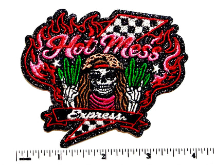 Hot Mess Express patch - Embroidered DIY Iron on patch with glitter